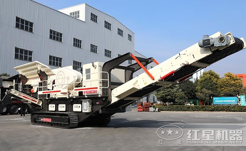 履帶移動式小型石頭破碎機，環(huán)保安全