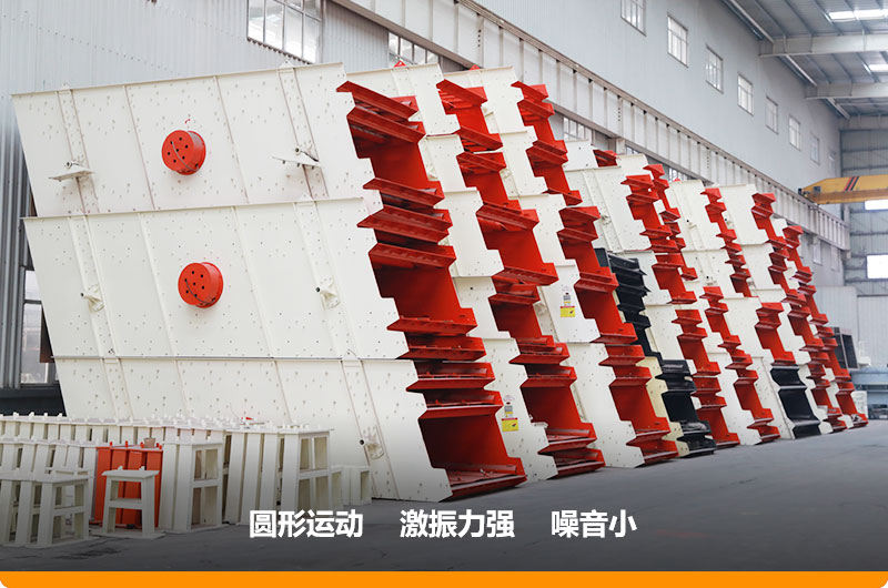 圓振動(dòng)篩，篩孔尺寸為5-80mm，處理能力32-276t/h