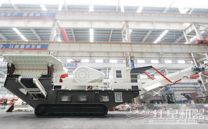 履帶移動建筑垃圾破碎機油電兩用，減少投入